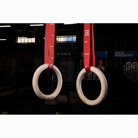 Купить Кольца гимнастические 32 мм красные стропы в Струнине 