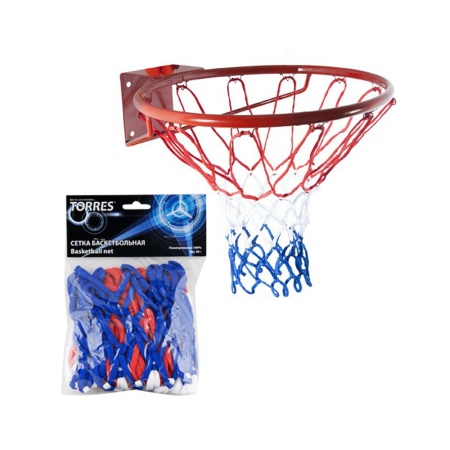 Купить Сетка баскетбольная Torres, нить 4 мм, бело-сине-красная в Струнине 