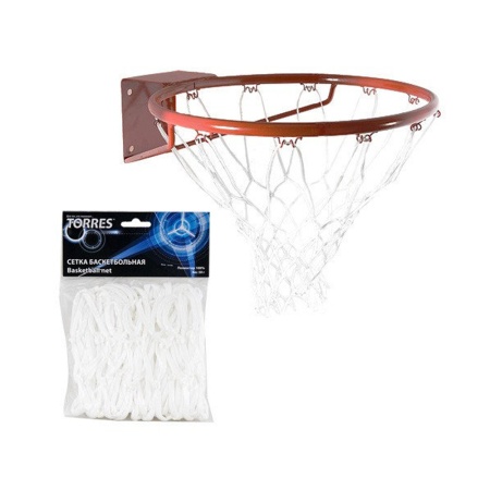 Купить Сетка баскетбольная Torres, нить 4 мм, белая в Струнине 