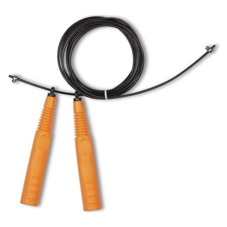 Купить Скакалка высокооборотная Кроссфит стальной шнур в оплетке 2.9 м чёрно-оранжевая в Струнине 